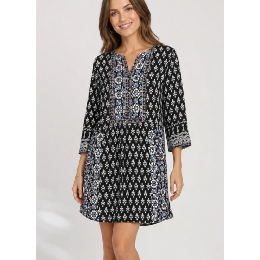 Anthropologie Vanessa Virginia Boho‎ Mini Dress XS Embroidered Kaleidoscope